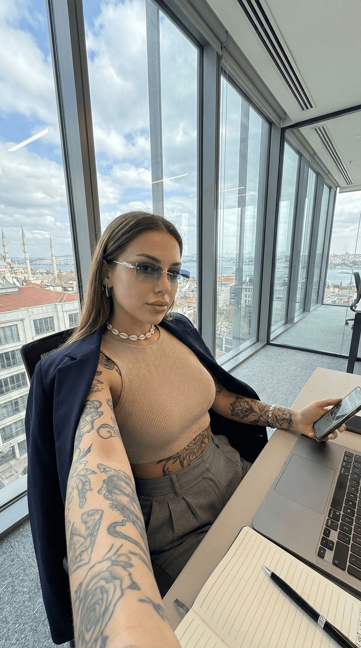 Modern Plaza Office Selfie — Corporate Aesthetic in Istanbul