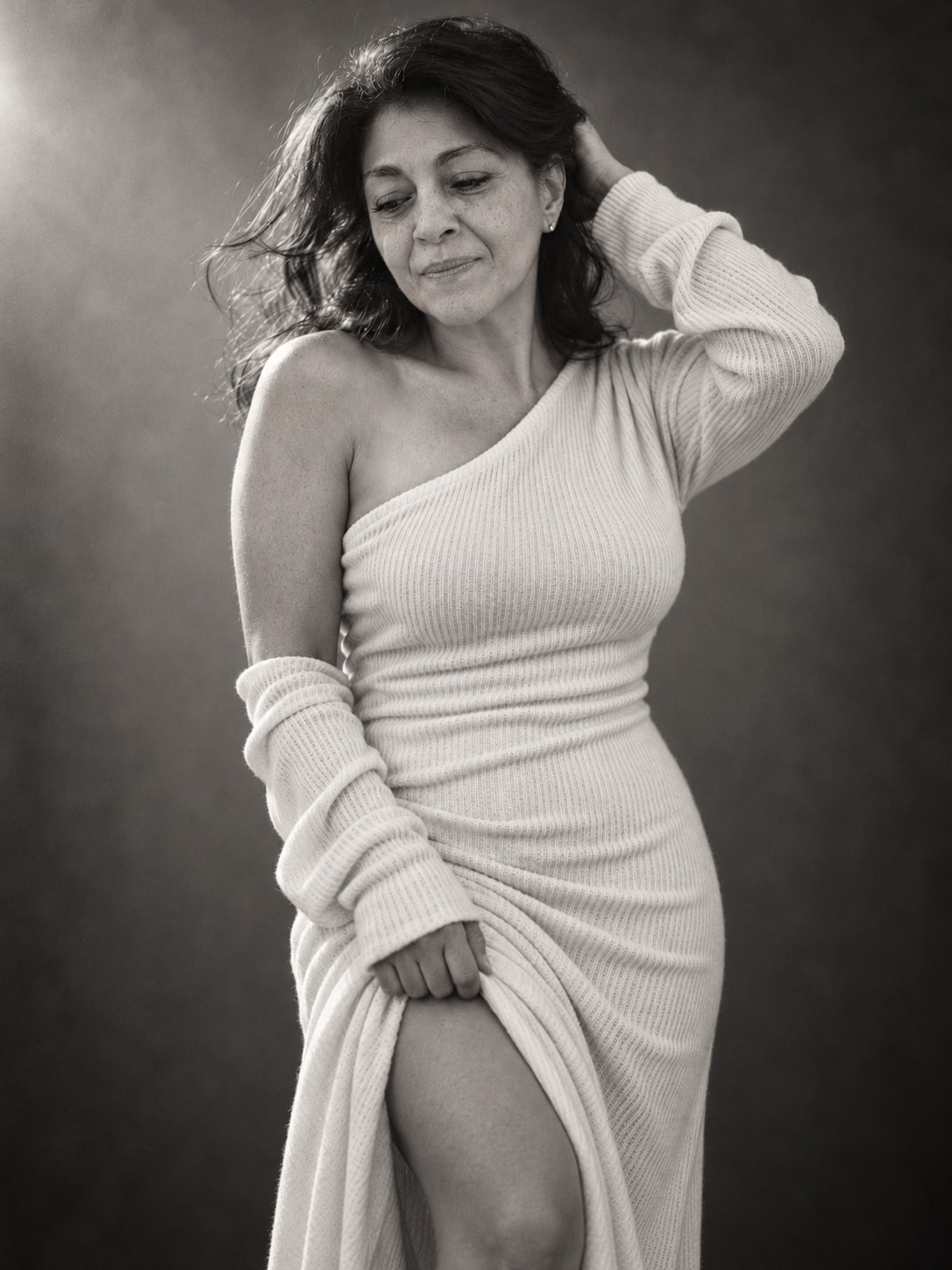 Serene Monochrome Knitwear Portrait